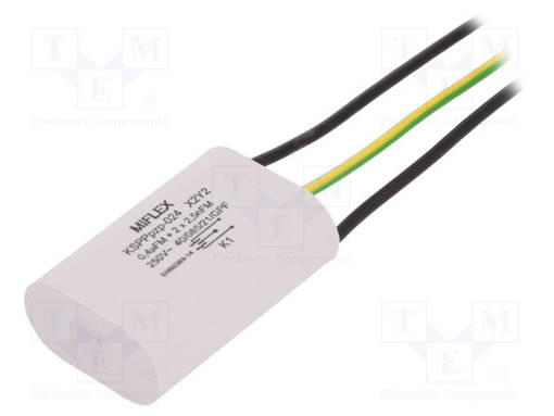 POLYPROPYLEENIKONDENSAATTORI - X2,Y2 - CX: 400NF - CY: 2,5NF - THT - Muovikondensaattorit - KSPPZP-24-400N - 1