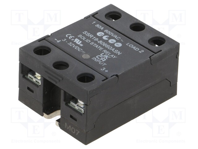 RELE: PUOLIJOHDE - 3÷32VDC - 80A - 24÷660VAC - SSR19 - 1-VAIHEINEN - Puolijohdereleet - SSR19-80660ASN - 1