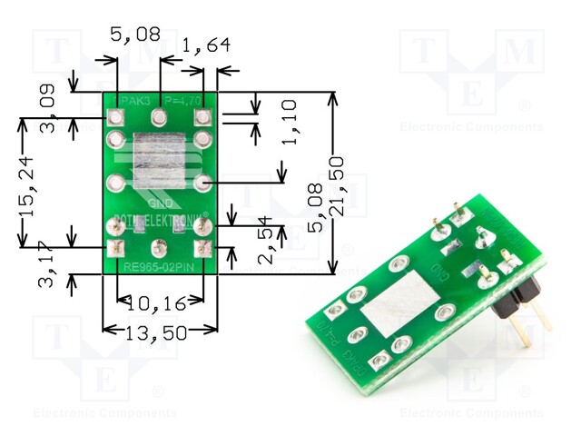 ADAPTERI PIIRILEVY,PROTOTYYPPI - Koekytkentälevyt - RE965-02PIN - 1