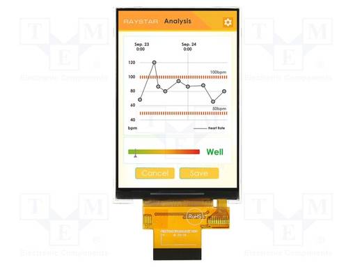 TFT NÄYTTÖ - 3,5" - 320X480 - VALAISTUS: LED - KOOT: 54,5X83X2,46MM - TFT-näytöt - RFI350U-AYW-DNN - 1