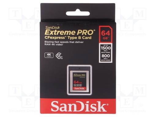 MUISTIKORTTI - CFEXPRESS B - 64GB - EXTREME PRO - R: 1500MB/S - Muistikortit - SDCFE-064G-GN4NN - 1