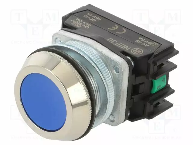 PAINOKYTKIN - 30MM - ASENNOT: 1 - NO X2 - SININEN - IP55 - Taulukytkimet, standardi 30mm - NEF30-K2XN - 1
