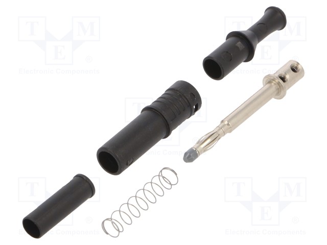 LABORATORY CONNECTOR: 4MM BANANA - PLUG - 36A - MUSTA - INSULATED - Banaaniliittimet 4mm - PJP1061-N - 1