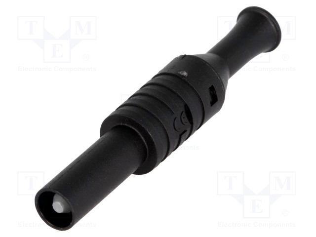 LABORATORY CONNECTOR: 4MM BANANA - PLUG - 36A - 1KVAC - MUSTA - 63MM - Banaaniliittimet 4mm - PJP1065-N - 1