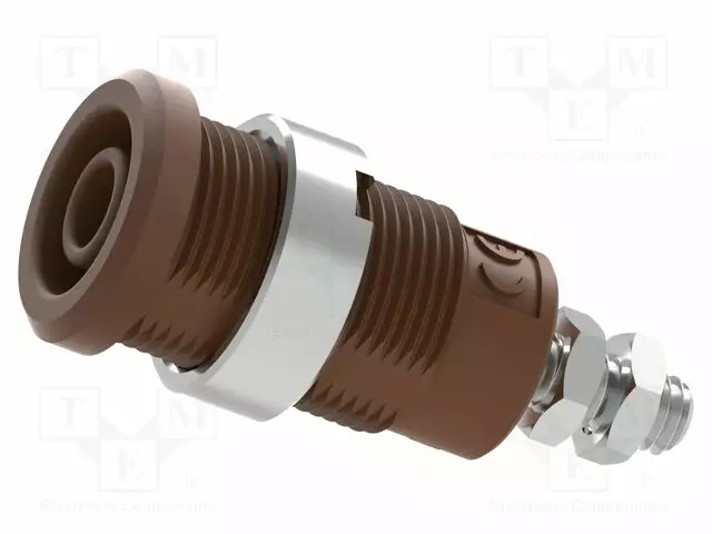 LABORATORY CONNECTOR: 4MM BANANA - SOCKET - 25A - BROWN - M4 - 34MM - Banaanijatkoliittimet - PJP3265-C-BN - 1