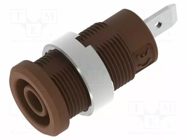 LABORATORY CONNECTOR: 4MM BANANA - SOCKET - BROWN - FASTON TERMINAL - Banaanijatkoliittimet - PJP3274-C-BN - 1