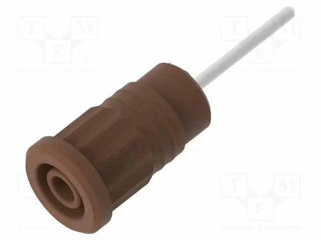 LABORATORY CONNECTOR: 4MM BANANA - SOCKET - 36A - BROWN - INSULATED - Banaanijatkoliittimet - PJP3289-BN - 1
