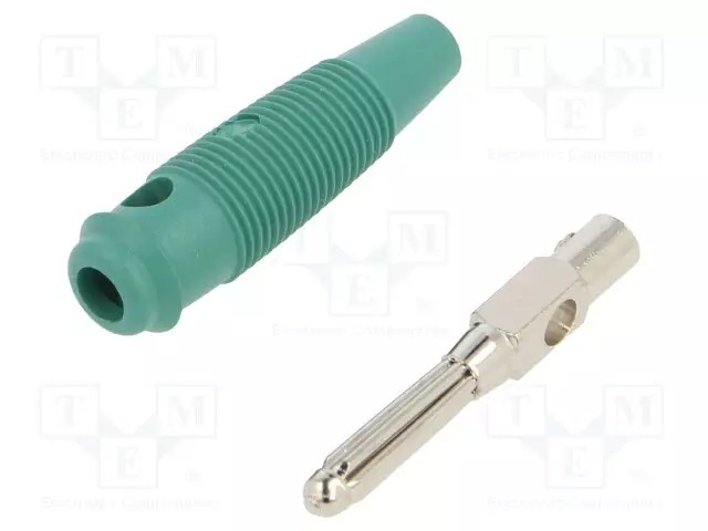 LABORATORY CONNECTOR: 4MM BANANA - PLUG - 16A - 60VDC - VIHREÄ - 3MOHM - Banaaniliittimet 4mm - BUELA20KGN - 1