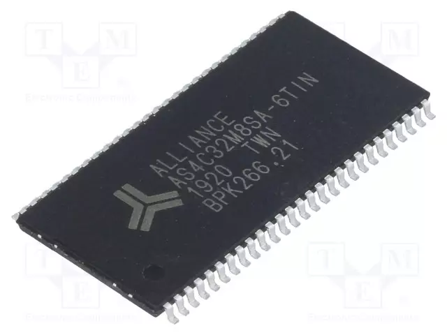 IC: DRAM MUISTI - 256MBDRAM - 32MX8BIT - 3,3V - 166MHZ - 5NS - TSOP54 II - DRAM muistit - mikropiirit - AS4C32M8SA-6TIN - 1