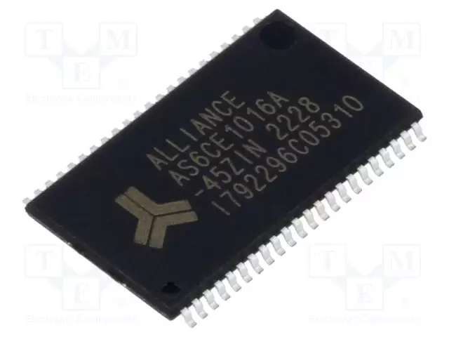 IC: SRAM MUISTI - 1MBSRAM - 64KX16BIT - 2,7÷3,6V - 45NS - TSOP44 II - SRAM rinnakkaisl. muistit - mikropiirit - AS6CE1016A-45ZIN - 1