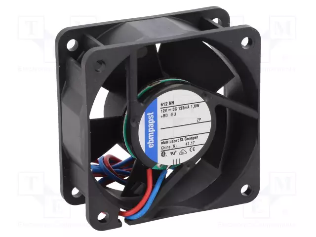 LAITETUULETIN - DC - 12VDC - 60X60X25MM - 42M3/H - 35DBA - KUULA - DC 12V tuulettimet - 612NN - 1