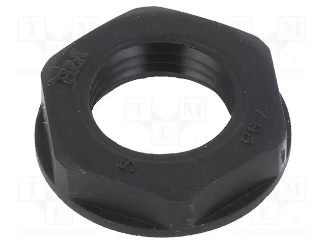 MUTTERI - PG7 - POLYAMIDI - MUSTA - KIERRE: PG - -20÷90°C - Läpivientikappaleiden mutterit - BM4807N - 1