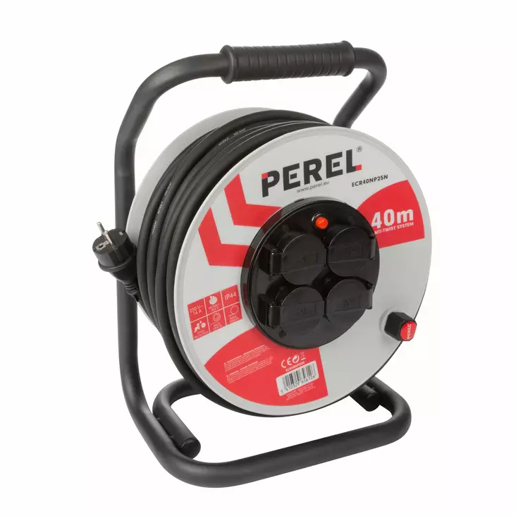 PROFESSIONAL NEOPRENE CABLE REEL - 40 m - 3G2.5 - 4 SOCKETS - FRENCH SOCKET - Johtokelat - ECR40NP25N - 1