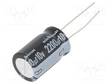 ELEKTROLYYTTIKONDENSAATTORI - LOW ESR - THT - 10VDC - Elektrolyyttikondensaattorit - pysty - UHE1A222MHD6TO - 1