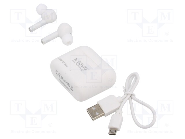 LANGATTOMAT KUULOKKEET MIKROFONILLA - VALKOINEN - 20HZ÷20KHZ - Tietokoneen oheislaitteet - TWS-07-PRO - 1