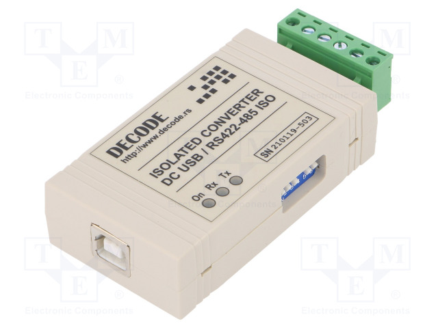 MUUTTAJA - RS422/485/USB - PORTTIEN LUKU: 2 - VIRRAN SYÖTTÖ: USB - Teollisuusverkot - USB422-485-ISO - 1