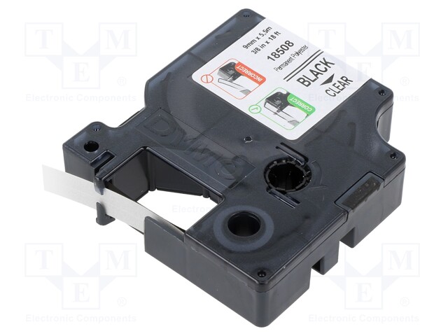 NAUHA - 9MM - 5,5M - LÄPINÄKYVÄ - MERKIN VÄRI: MUSTA - Tarratulostimet ja merkitsijät - DYMO.18508DMO - 1