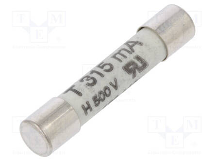 315MA - 500VAC - HIDAS SULAKE - 6,3X32MM - Sulakkeet 6,3x32mm - hitaat - ZGTH-0.315AIP - 1