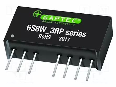DC/DC MUUNNIN - 6W - TULOJÄNNITE 9÷18VDC - LÄHTÖJÄNNITE 3,3VDC - ILÄH: 1,3A - SIP8 - THT - DC/DC muuntimet - 6S8W-1203S3RP - 1