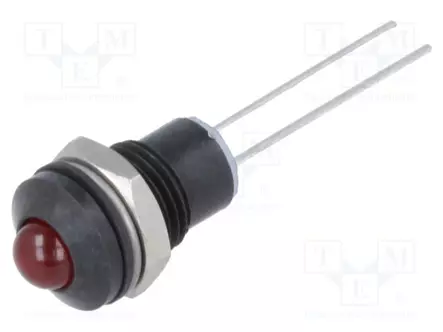 MERKKIVALO: LED - KUPERA - PUNAINEN - 2VDC - Ø8MM - 2PIN - METALLI - Merkkivalot ja pienoislamput - 190413IP - 1