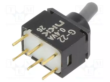 VIPUKYTKIN - ASENNOT: 2 - DPDT - ON-ON - 0,1A/28VAC - 0,1A/28VDC - G - -25÷85°C - Vipukytkimet - G22AP - 2