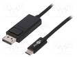 ADAPTERI - HIGH SPEED - DISPLAYPORT-PISTOKE,USB C PISTOKE - 1,2M - USB kaapelit ja adapterit - USB3.1-DP - 1