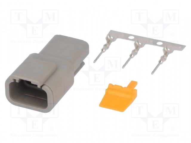 LIITIN: JOHTO-JOHTO - PISTOKE - UROS - DTM - PIN: 3 - IP68 - JOHTOON - 7,5A - Ajoneuvoliittimet - S-DTM04-3P - 1