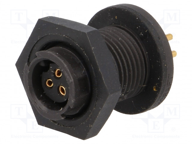 LIITIN: PYÖREÄT - N LIITINAARAS - 6,5A - 125V - PIN: 3 - EN2 - THT - SWITCHCRAFT liittimet - EN2P3F20P - 1