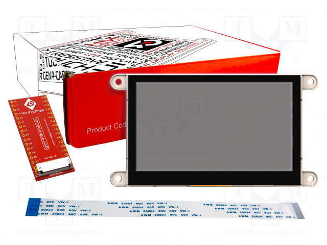 TFT NÄYTTÖ - 4,3" - 480X272 - 1MBRAM - KOOT: 127,6X69,3X8,4MM - 5VDC - Älykkäät näytöt - GEN4-FT813-43CTP - 1