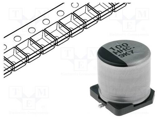 ELEKTROLYYTTIKONDENSAATTORI - SMD - 100UF - 50VDC - Elektrolyyttikondensaattorit - vaaka - EEEHC1H101P - 1