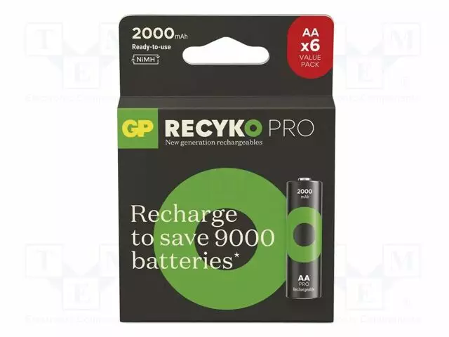 AKKU: NI-MH - AA - 1,2V - 2000MAH - RECYKO PRO - KUPLAPAKKAUS - READY2USE - Akut - ACCU-R6X6RCPRO-GP - 1