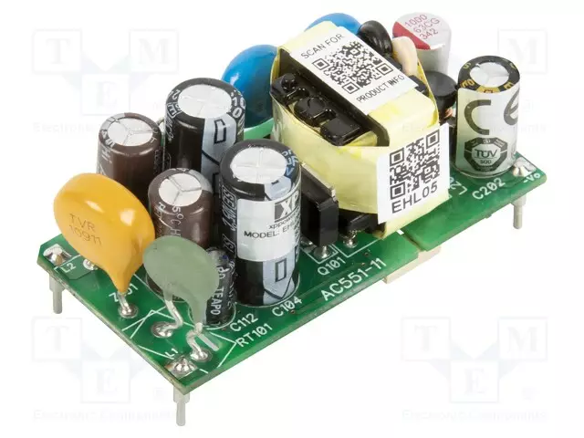AC/DC MUUNNIN - 5W - LÄHTÖJÄNNITE 3,3VDC - ILÄH: 1,52A - OUT: 1 - 75% - EHL - THT - AC/DC muuntimet - EHL05US03-P - 1