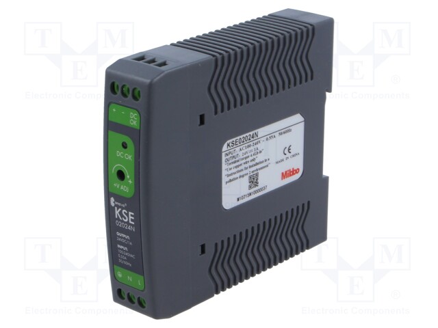 VIRTALÄHDE: IMPULSSI - DIN-KISKOLLE - 24W - 24VDC - 1A - 85÷264VAC - IP20 - DIN-kisko virtalähteet - KSE-02024P - 1