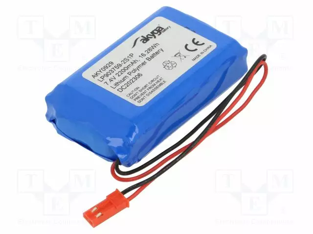 AKKU: LI-PO - 7,4V - 2200MAH - JOHDOT,JST SYP-02T-1 LIITOS - 1KPL - Akut - AKY-LP903759-2S1P - 1