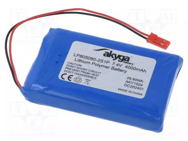 AKKU: LI-PO - 7,4V - 4000MAH - JOHDOT,JST SYP-02T-1 LIITOS - Akut - AKY-LP805080-2S1P - 1