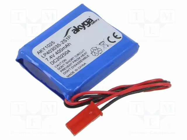 AKKU: LI-PO - 7,4V - 400MAH - JOHDOT,JST SYP-02T-1 LIITOS - 1KPL - Akut - AKY-LP403035-2S1P - 1