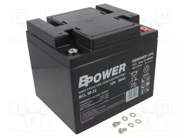 AKKU: LYIJYHAPPO - 12V - 50AH - AGM - AUTOMAATTINEN - 259X168X211MM - Lyijyhyytelöakut - ACCU-BCL50-12BP - 1