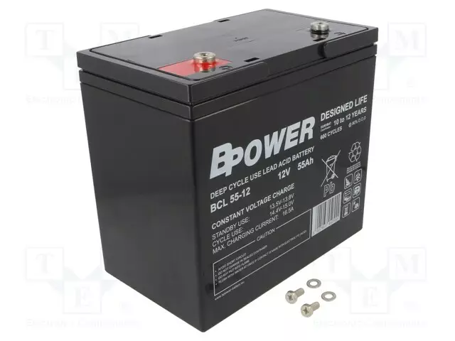 AKKU: LYIJYHAPPO - 12V - 55AH - AGM - AUTOMAATTINEN - 226X135X214MM - Lyijyhyytelöakut - ACCU-BCL55-12BP - 1