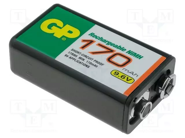 AKKU: NI-MH - 6F22 - 9,6V - 170MAH - Akut - ACCU-R22170-GP - 1