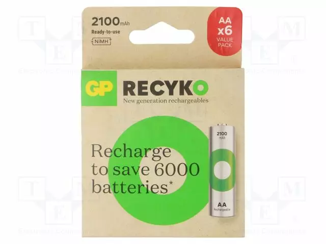 AKKU: NI-MH - AA - 1,2V - 2100MAH - RECYKO - READY2USE - 6KPL - Akut - ACCU-R6-1.2VX6RGP - 1