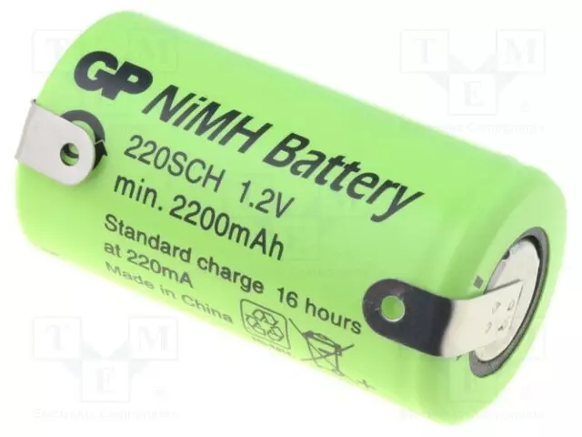 AKKU: NI-MH - SUBC - 1,2V - 2200MAH - JUOTOSLEVYT - Ø23X43MM - Akut - ACCU-SC2200-GP - 1
