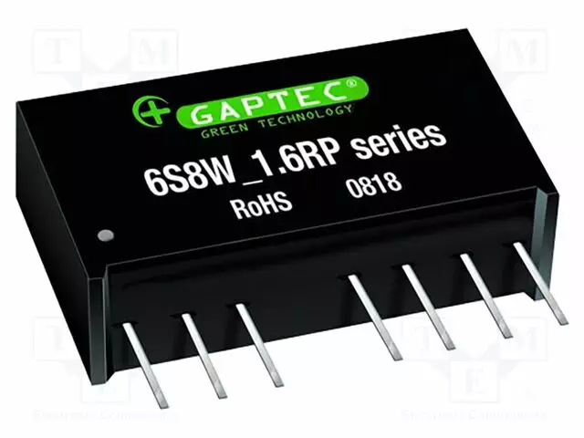 DC/DC MUUNNIN - 6W - TULOJÄNNITE 9÷18VDC - LÄHTÖJÄNNITE 9VDC - ILÄH: 667MA - SIP8 - THT - DC/DC muuntimet - 6S8W-1209S1.6RP - 1