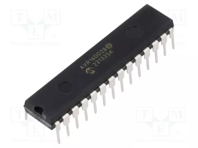 IC: AVR-MIKROOHJAIN - SPDIP28 - 1,8÷5,5VDC - ULK.KATK: 23 - CMP: 1 - AVR 8-bit sarja - AVR16DD28-ISP - 1
