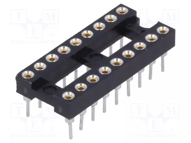 KANNATIN: INTEGROIDUT PIIRIT - DIP18 - RASTERI: 2,54MM - TARKKA - THT - IC kannat - holkki - GOLD-18P - 1