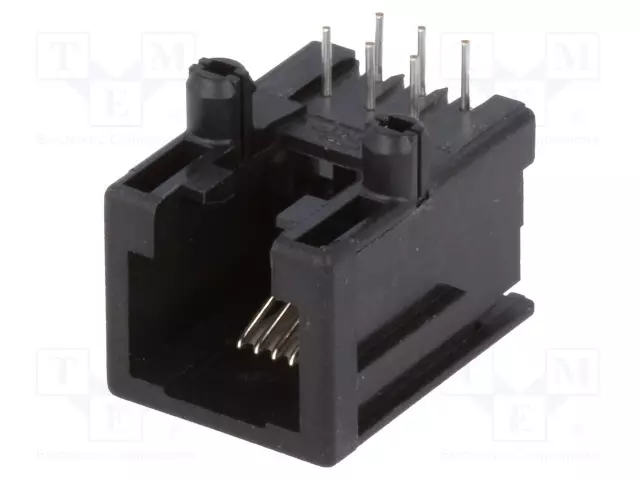 LIITIN: RJ12 - PISTORASIA - PIN: 6 - MATALAN PROFIILIN - 6P6C - PCB - THT - RJ liittimet - RJ12GLP-AMP - 1