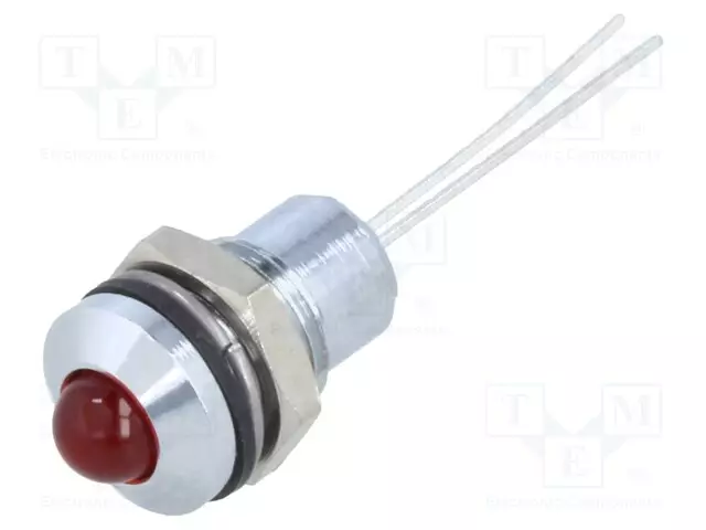 MERKKIVALO: LED - KUPERA - PUNAINEN - 2VDC - Ø8MM - 2PIN - METALLI - Merkkivalot ja pienoislamput - 190403IP - 1