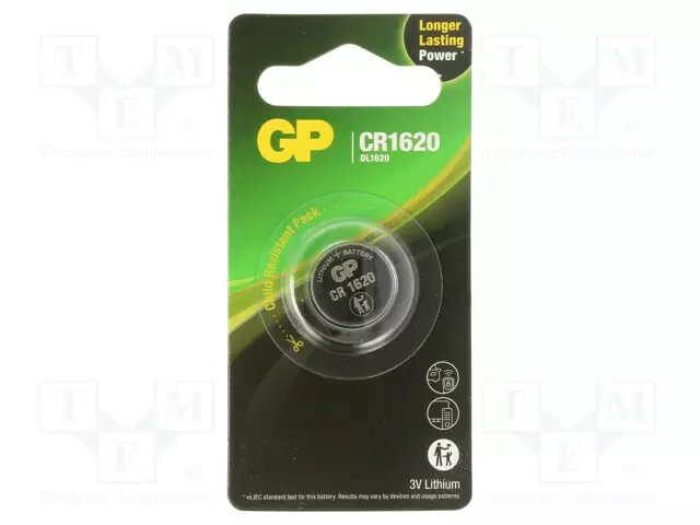 PARISTO: LITIUM - CR1620,NAPPIPARISTO - 3V - 78MAH - Ø16X2MM - Alkaliparistot - BAT-CR1620-2CPU1GP - 1