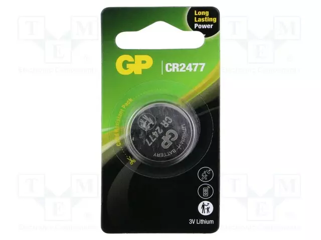 PARISTO: LITIUM - CR2477,NAPPIPARISTO - 3V - 1000MAH - Ø24,5X7,7MM - Alkaliparistot - BAT-CR2477-2CPU1GP - 1