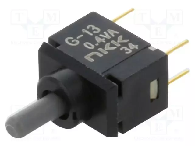 VIPUKYTKIN - ASENNOT: 3 - SP3T - ON-OFF-ON - 0,1A/28VAC - 0,1A/28VDC - G - THT - Vipukytkimet - G13AP - 1