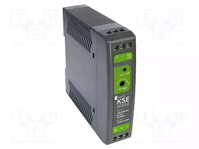 VIRTALÄHDE: IMPULSSI - DIN-KISKOLLE - 10W - 12VDC - 840MA - 85÷264VAC - DIN-kisko virtalähteet - KSE-01012P - 1